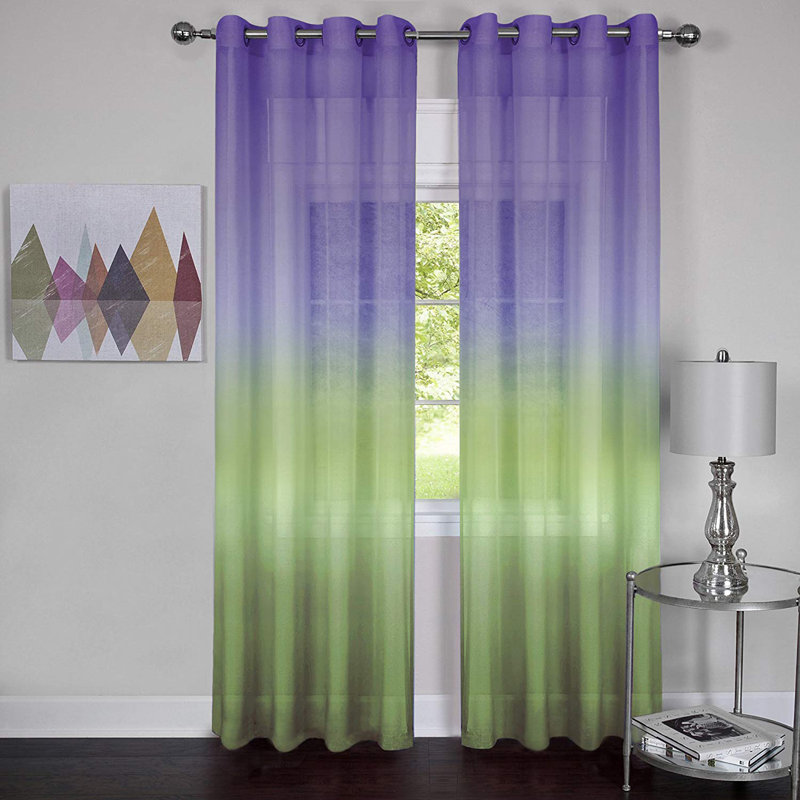 Paire de rideaux semi-transparents avec œillets Wetherell, L 52 po x L 63 po, Mauve