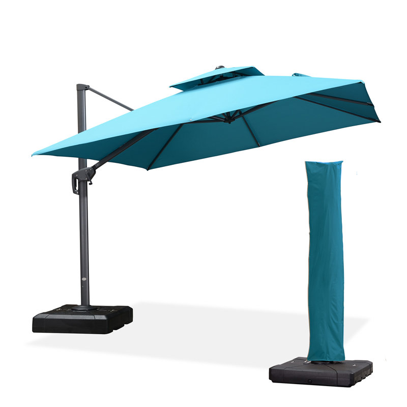 3m Square Cantilever Parasol, Blue