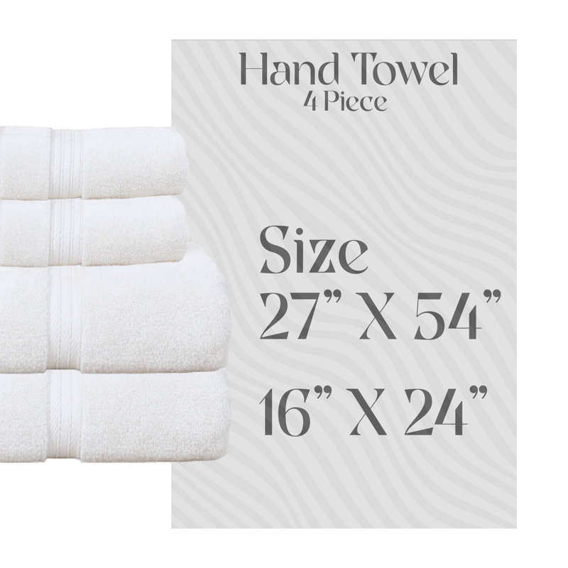 Elegance Essentials 550GSM 100% Cotton Zero Twist Bath Towel Set (2 Bath Towel, 2 Hand Towel), White
