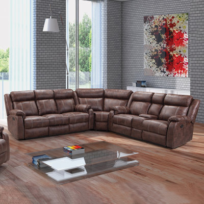 Sotomayor Faux Leather L-Shaped Sectional Symmetrical