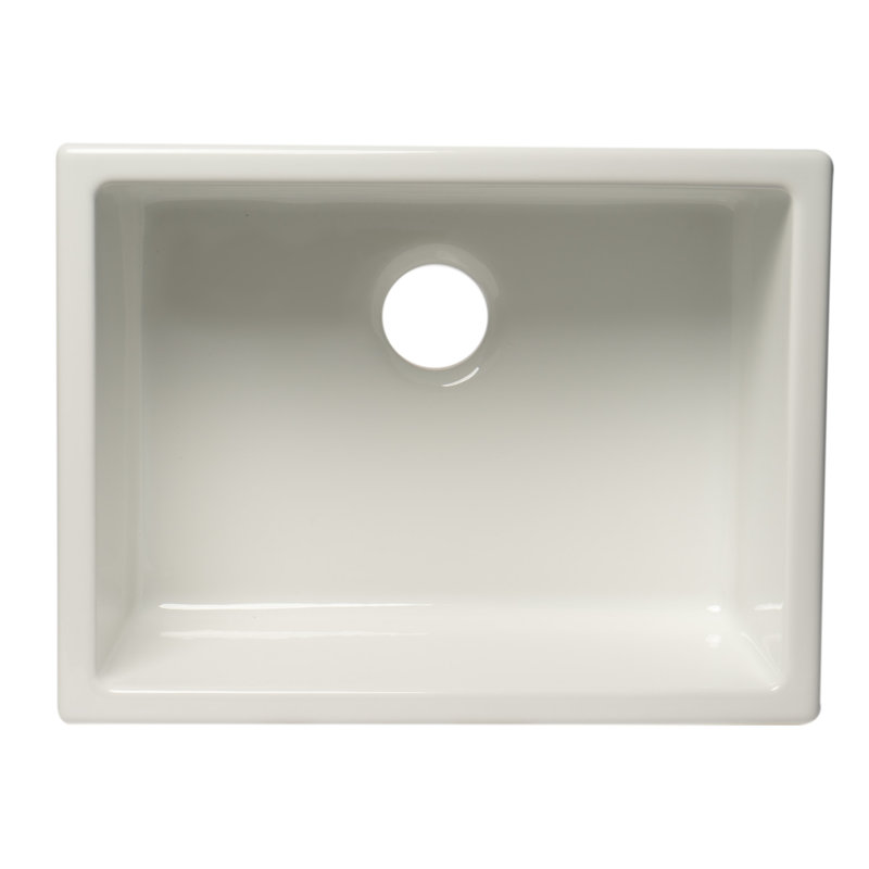 24'' White Fireclay Drop-In Single Bowl Kitchen Sink