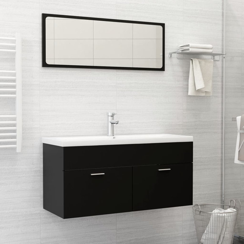 Commode d'appoint à miroir, Noir