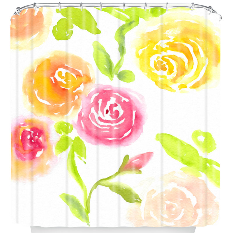 Rideau de douche simple en fleur de couleur trevey laura