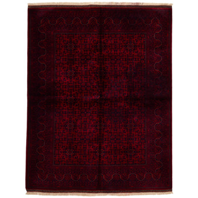 5x6 Burgundy and Black Turkish Tribal Rug