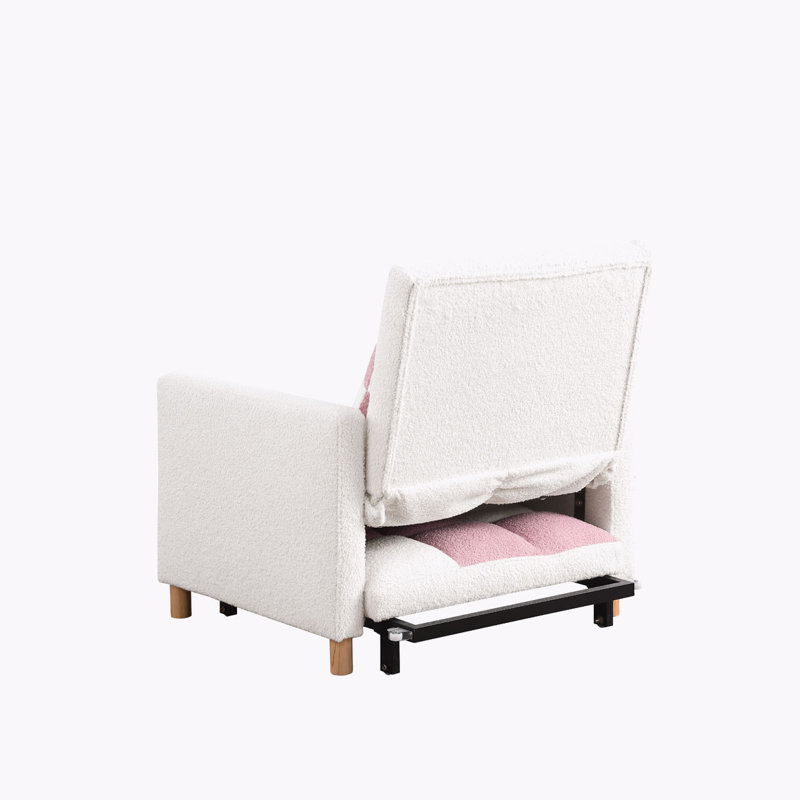 Chaise d'appoint rembourrée Somdath, Rose / blanc Teddy