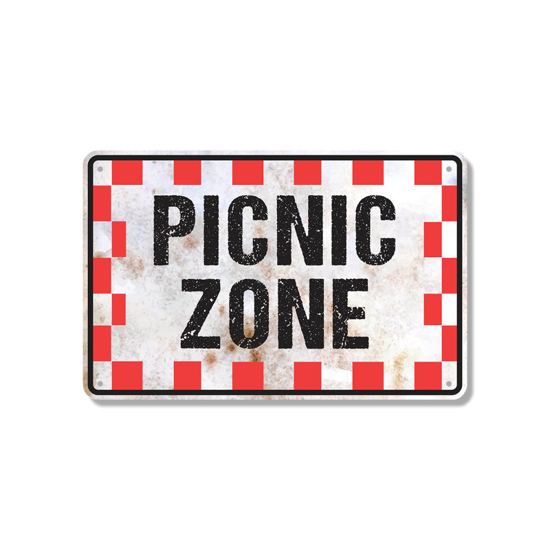 Enseigne de fantaisie en aluminium 18 "x 24" Picnic Zone, H 18 po x l 24 po x P 0,1 po