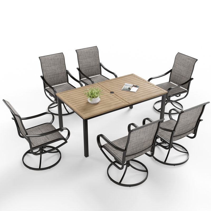 6 - Person Metal Patio Dining Set With Rectangular Table