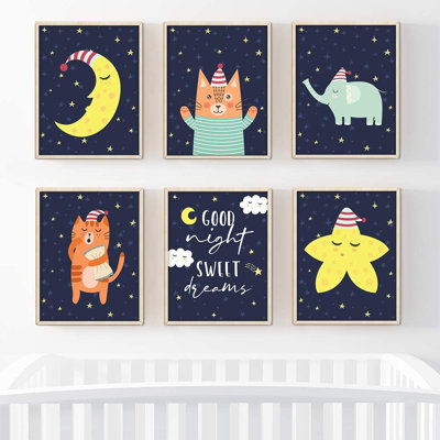 « good night rêve my pajama animals, lune, étoiles, ensemble de 6 pièces », ensemble d’impression sur papier Delphi