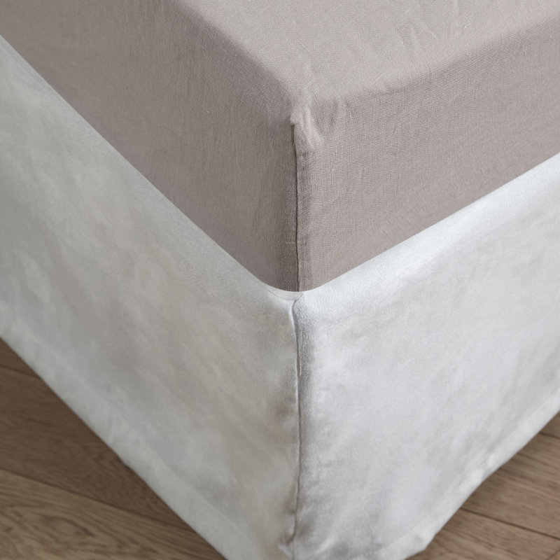 Dziedzic 100% Linen Fitted Sheet, Light Beige, Single (3')