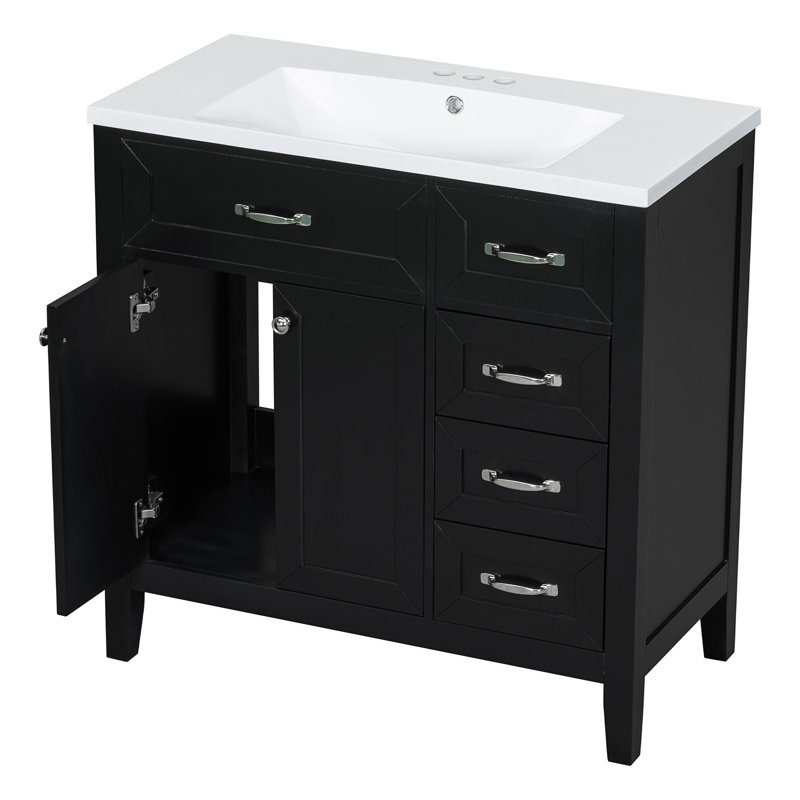 Armoire de salle de bain 36 po avec lavabo 36 po avec tiroirs, structure solide et panneau de fibres à densité moyenne