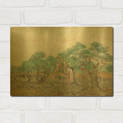 «The Olive Orchard» par Vincent Van Gogh, art mural en métal doré, 16 po x 12 po