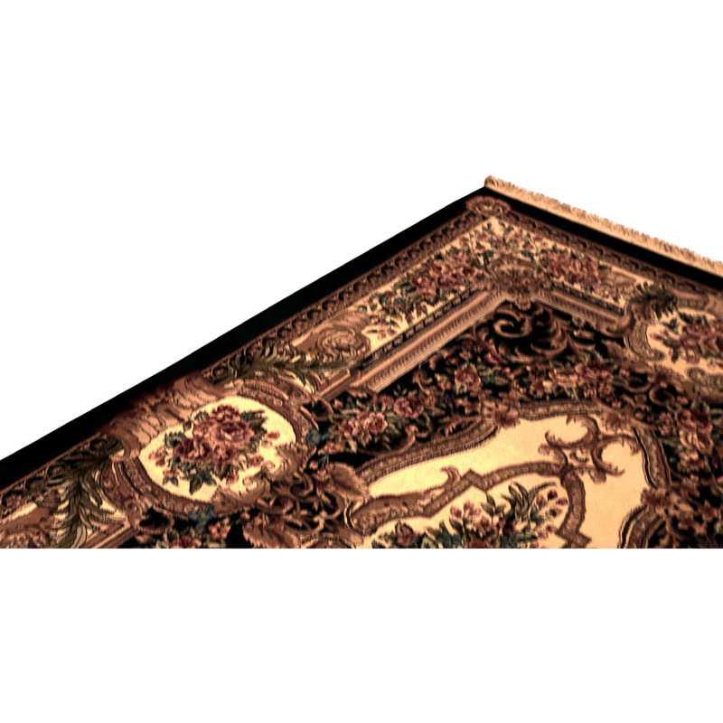 Tapis unique brun / noir / beige / vert de haute qualité noué à la main