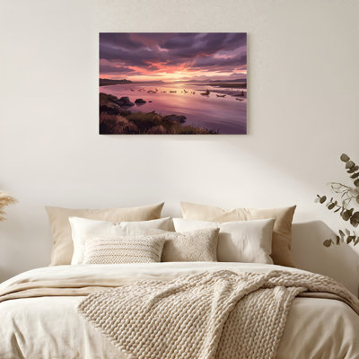 Art mural sur toile Gallery Wrap pour le salon, la chambre à coucher, le bureau ou le vestibule - Décoration murale décorative avec paysage coucher de soleil