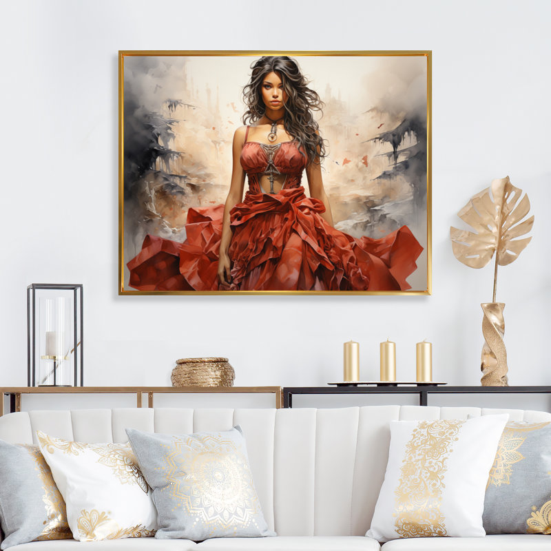 Fashion 1860S Resilient Portrait - Reproduction, Cadre flottant doré, H 30 po x l 40 po x P 1,5 po
