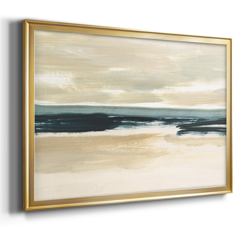 «Sand & Sea», toile tendue avec châssis en I, Or, H 30 po x l 44 po x P 1,5 po