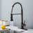 Kitchen Faucet With Pull Down Sprayer Industrial 1 Handle 1 Hole Or 3 Hole Faucet For Farmhouse Camper Laundry Utility Rv Wet Bar Sinks, Stainless Steel, Matte Black-120925539