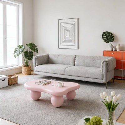 Table basse élégante et fonctionnelle en forme de nuage avec 3 pieds sphériques, salons modernes