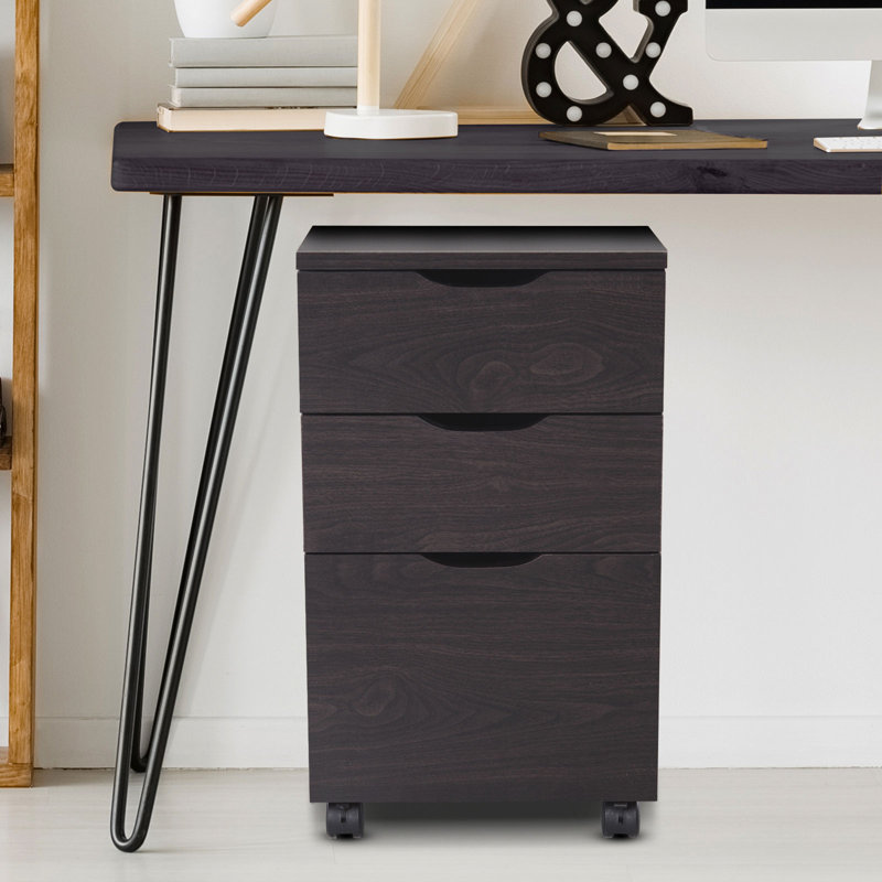 Centerburg 13.5'' Wide 3 -Drawer Mobile File Cabinet, Brown Wood Grain