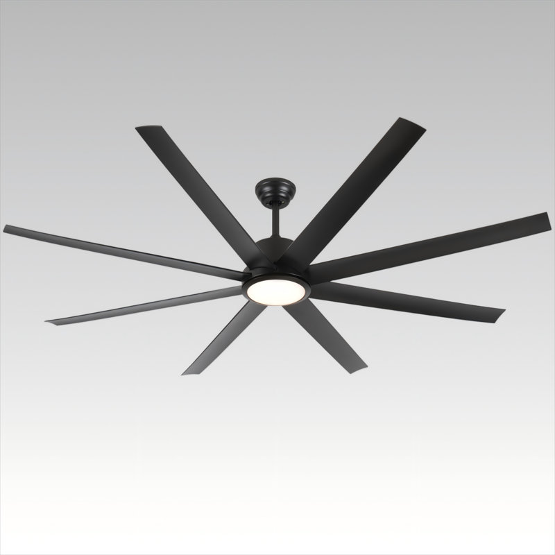72 In. Ceiling Fan With 3-colours Led Light, Dimmer, Reversible Dc Motor And Remote Control, Black, Black
