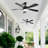52 "Modern Ceiling Fan 3-Color Dimmable LED Light 5ABS Blades,Black-1856515490-1856515489