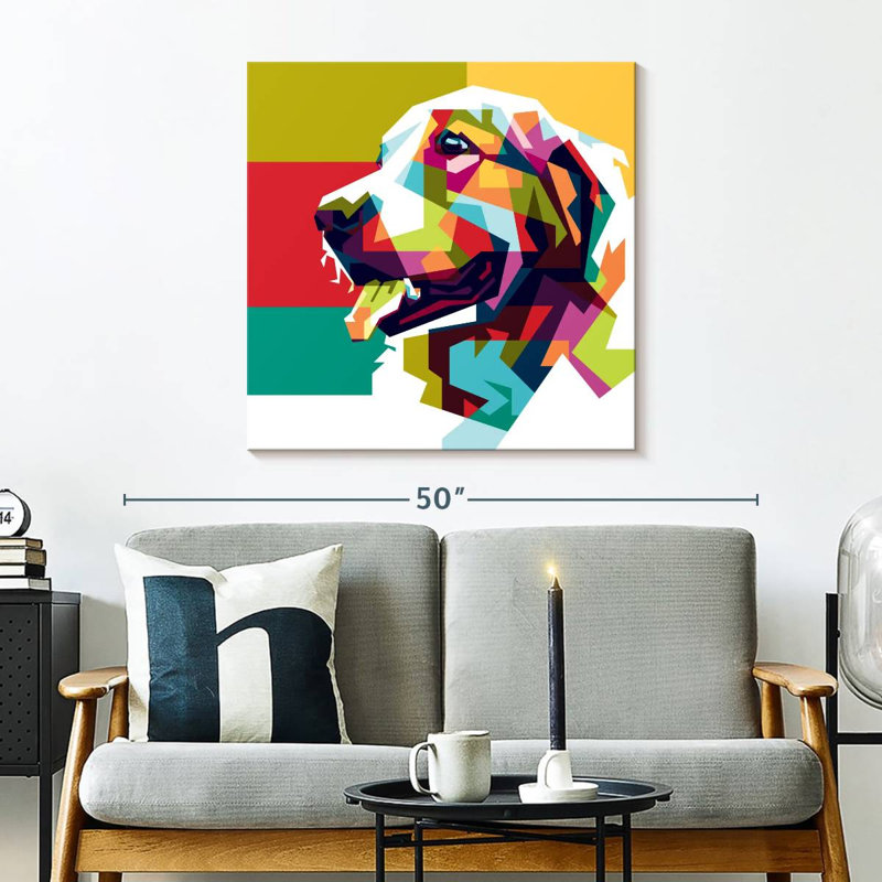 Golden retriever Brampt abstrait, H 30 po x l 30 po