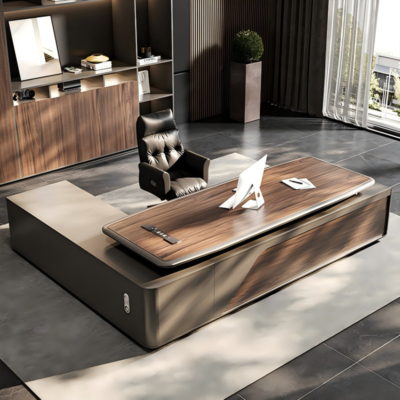 Bureau de direction 86,61 "avec cabinet latéral minimaliste moderne, H 29,53 po x l 86,61 po x P 31,5 po