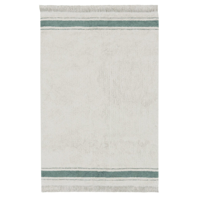Rectangle Hand Tufted Cotton Area Rug in Natural/Vintage Blue, Rectangle 4'7" x 6'7"