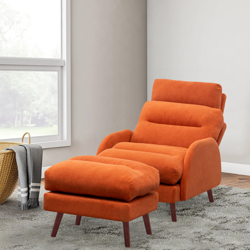 Kathryn 60cm Wide Velvet Ergonomic Recliner, Orange