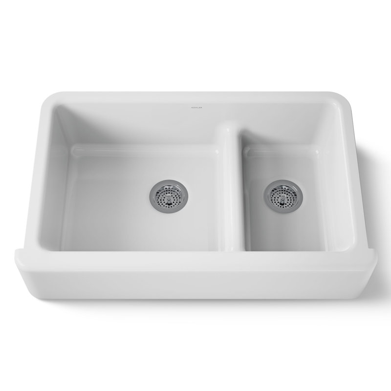 Whitehaven® 36" L x 22" W Double Basin Farmhouse Kitchen Sink, White