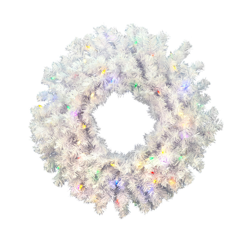 Couronne de Noël artificielle épinette Alayah, H 60 po x l 60 po x P 5 po, Blanc