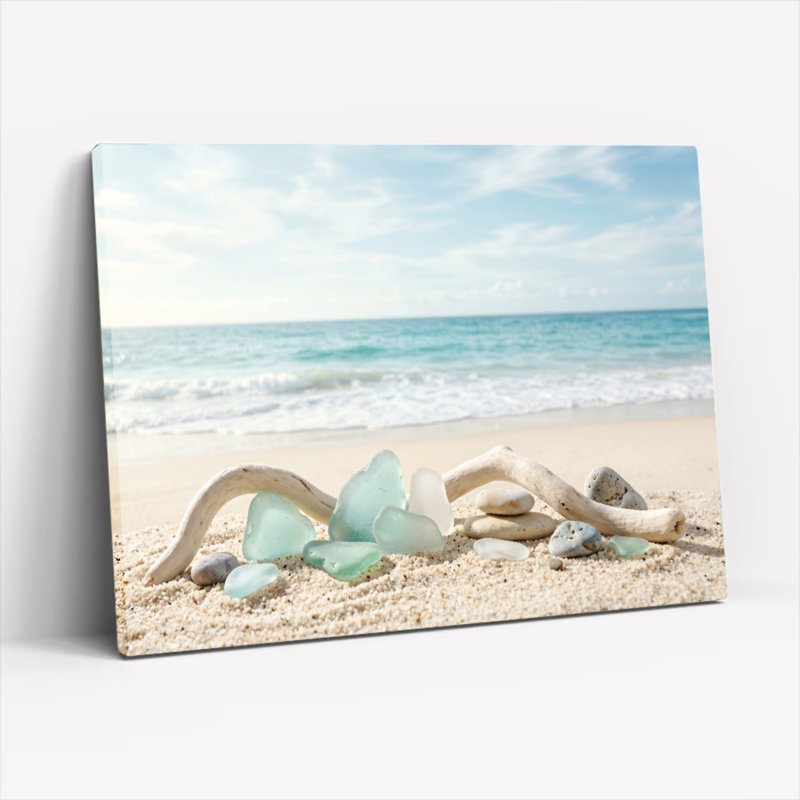 Ensemble de 1 tableau sur toile en verre de plage, H 36 po x l 48 po, Toile tendue
