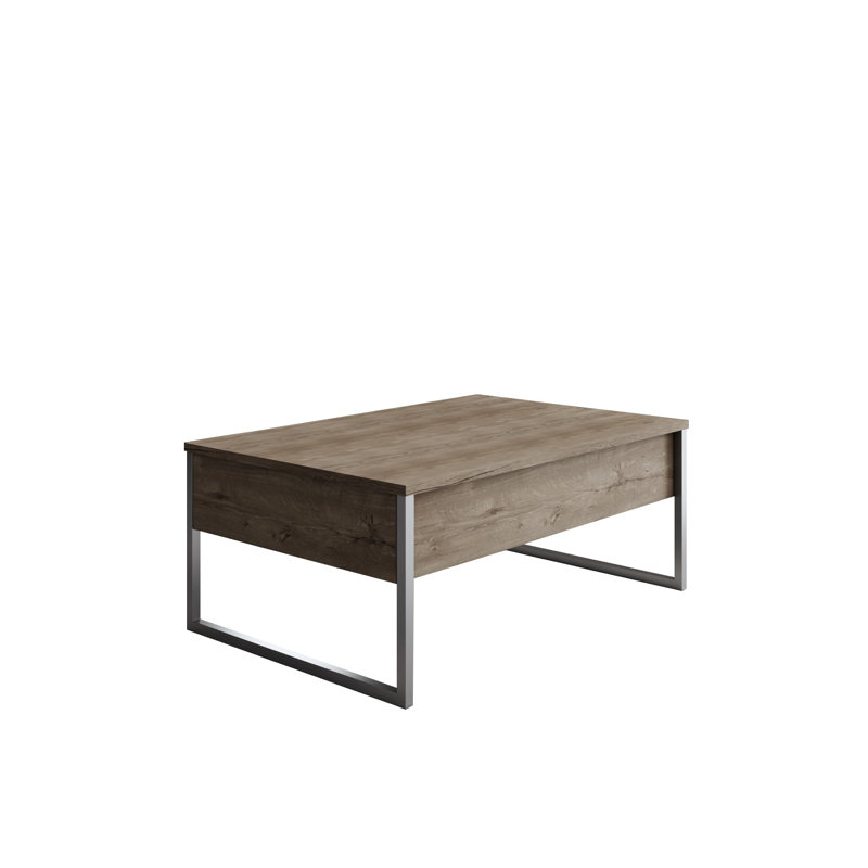 Modern Coffee Table with Metal Legs, Walnut & Silver, 35.4 x 23.6 x 15.7 inches | 100% Melamine Coated Particle Board, Thickness: 0.7 inches | Industrial Design, Perfect for Living Room & Contemporary Spaces
