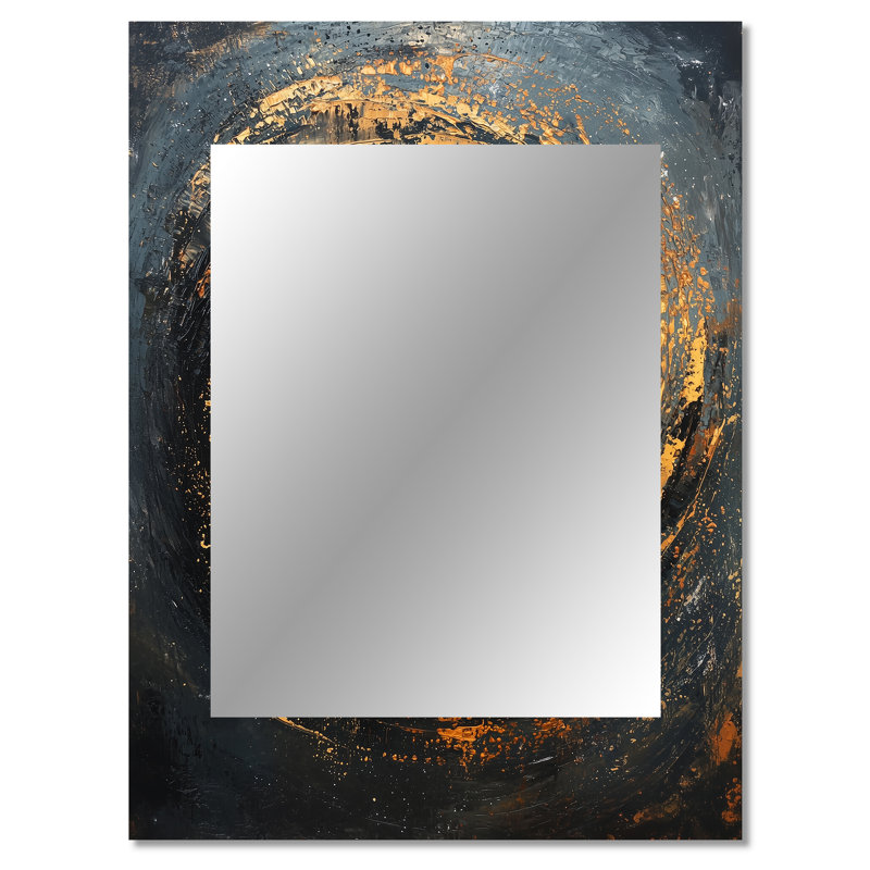 Black Gold Fractal Celestial Splendor - Abstract Spirals Unique Wall Mirror Decor, Gold Large Mirror, Printed Metal Art