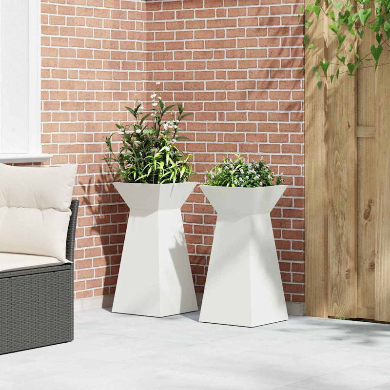Pillar Planter Garden Outdoor Decor Modern Display Stand Terrace Holder, 73cmH x 35cmW x 35cmD, White