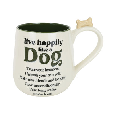 Enesco Notre nom est boue 16 oz. Tasse à café en grès Happy Dog Artisan