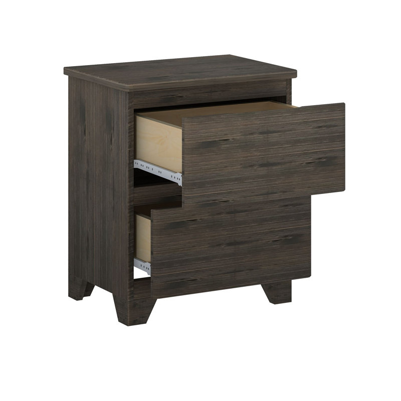 Kathryn 2 Drawer Solid Wood Nightstand, Barnwood Brown