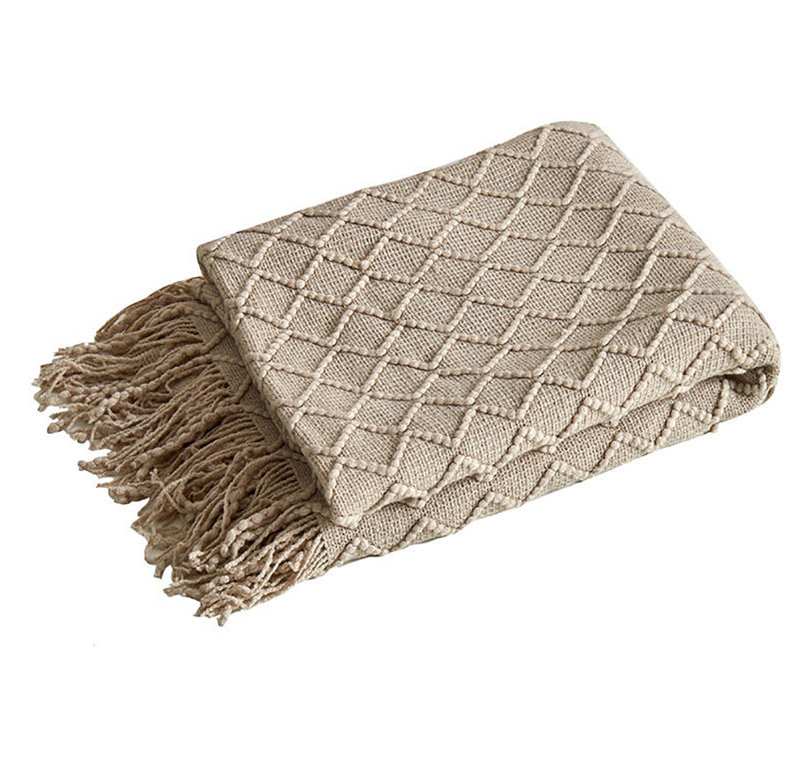 Knitted Throw Blanket, Khaki