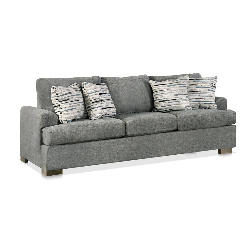 92.4" W Transitional Sofa, Gray, Gray