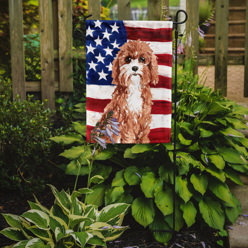 2 côtés en polyester de 2 côtés american drapeau de jardin, Cavapoo
