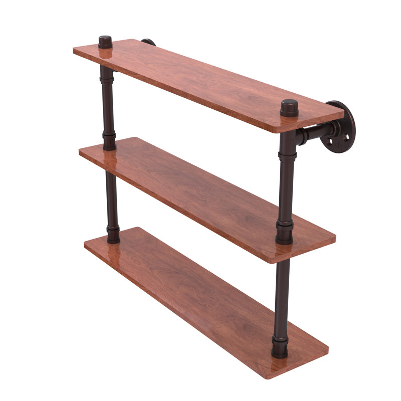 Bayer 3 Piece Walnut Tiered Shelf,  16.9" H x 16" W x 5.6" D, Antique Bronze