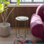 Table de bout ronde en marbre massif de 15,5 po - base en métal doré, petite table d'appoint moderne, table d'appoint