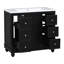 Meuble-lavabo noir, 36 x 18 x 34 po, 4 tiroirs 1 porte, lavabo en résine, tablettes réglables, bois massif et design contemporain