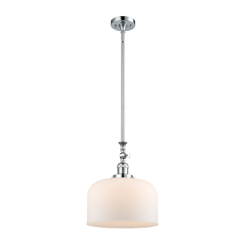Hiers 1 - Light Single Pendant, Polished Chrome, Matte White Cased, 6 Watt Vinage LED Bulb