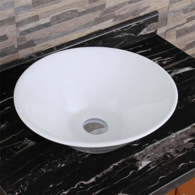 Elegance Plexi Home 16.7'' Ceramic Circular Bathroom Sink with Overflow