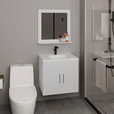 Blake Bathroom Mirror Cabinet With Two Interior Shelves, Wall-Mounted Storage White