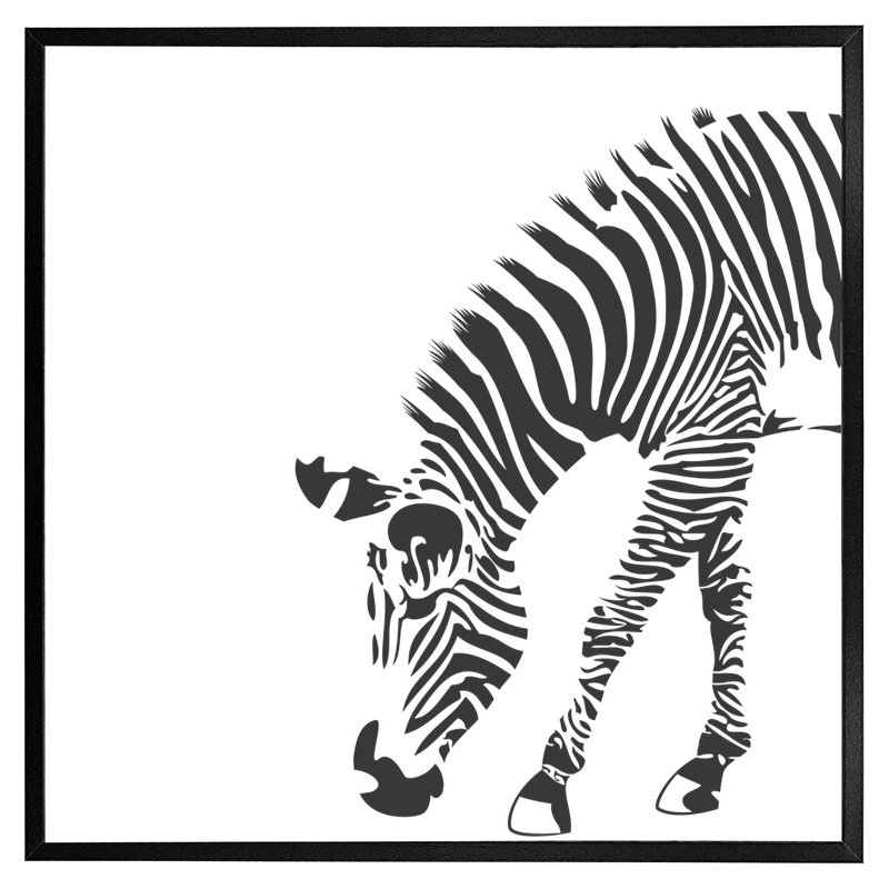 Lofties Zebra - Single Picture Frame Print, Black Framed, 51cm H x 51cm W x 4cm D