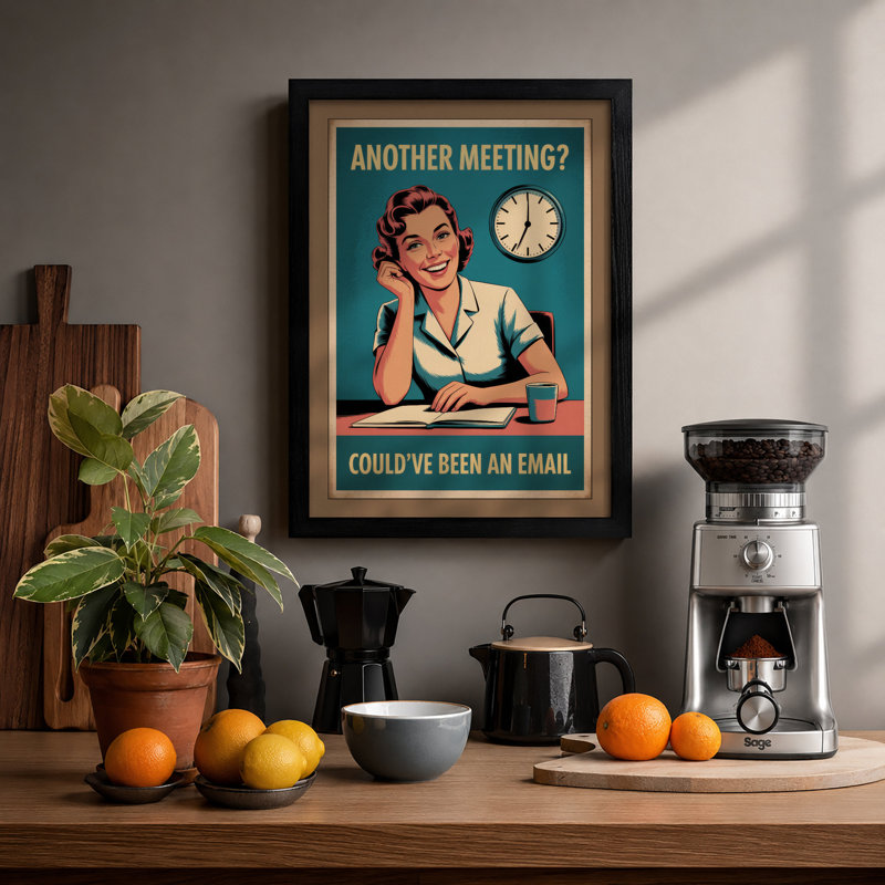 Another Meeting? Retro - Framed Print, A2 - 59.4 x 42.0 cm, Black
