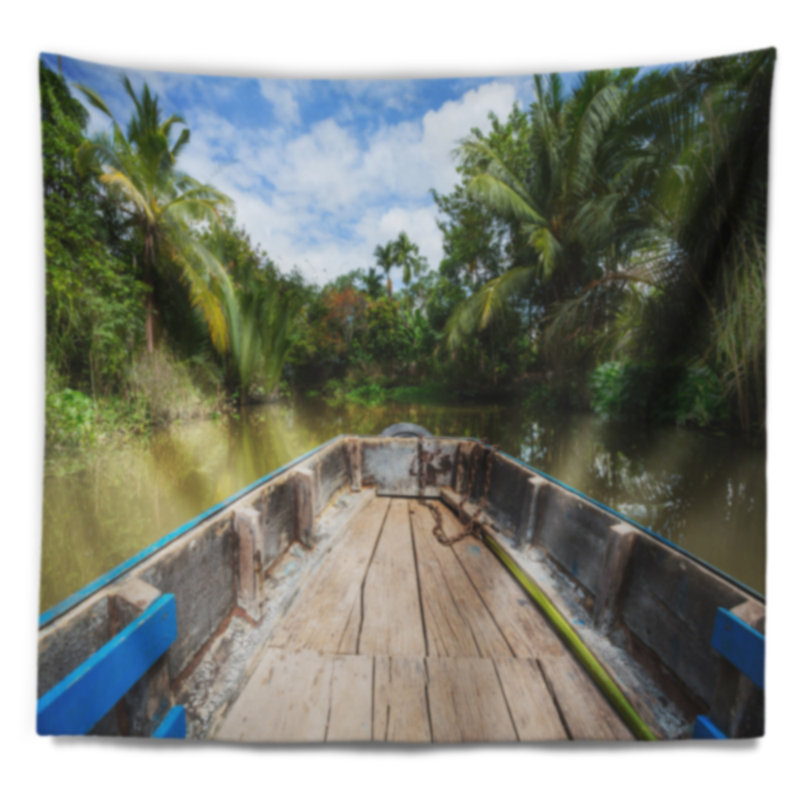 Tapisserie du viêt nam en mekong river, H 32 po x l 39 po
