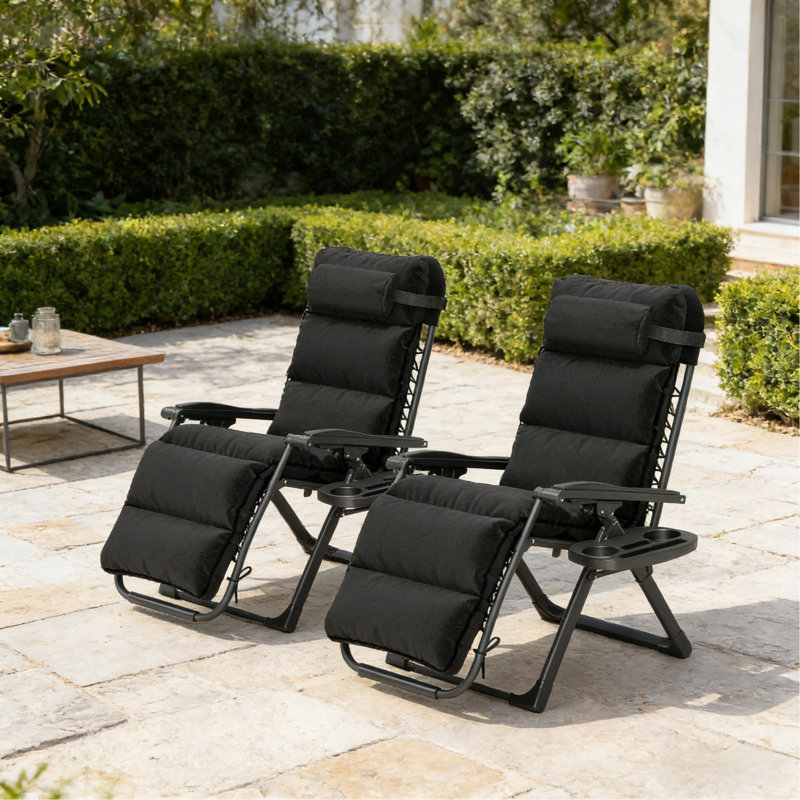 Ensemble de chaises longues inclinables et pliantes pour l'extérieur