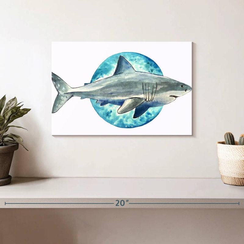 Watercolor Shark, 8" H x 12" W